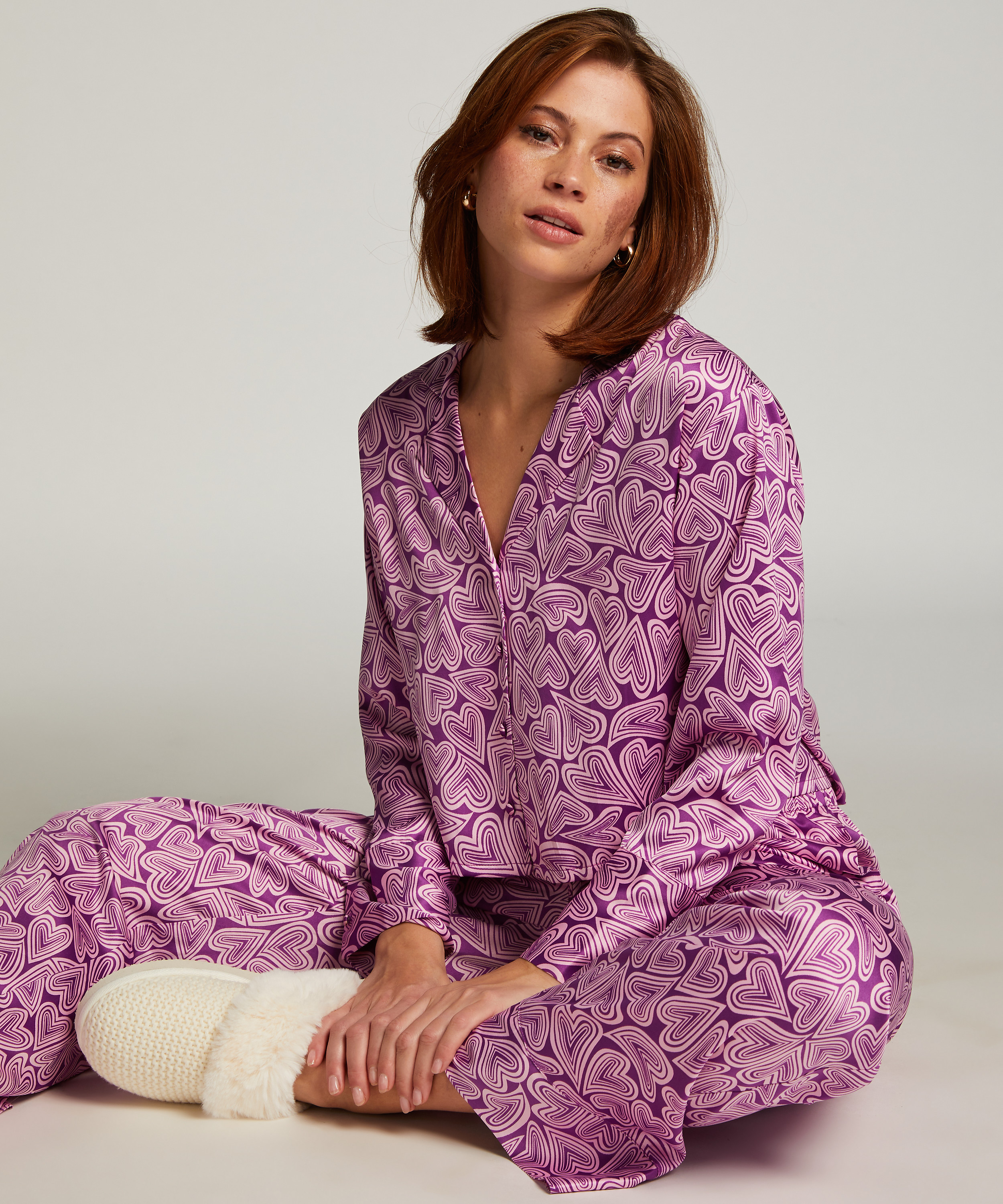 Chaqueta de manga larga y satén, Morado, main