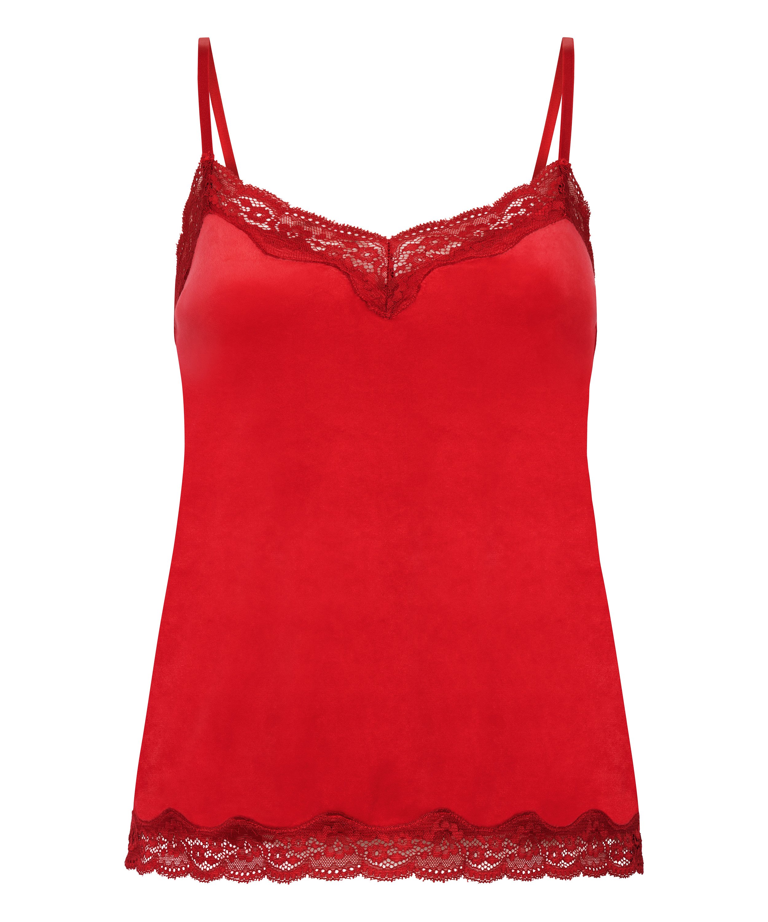 Camiseta top Velours Lace, Rojo, main