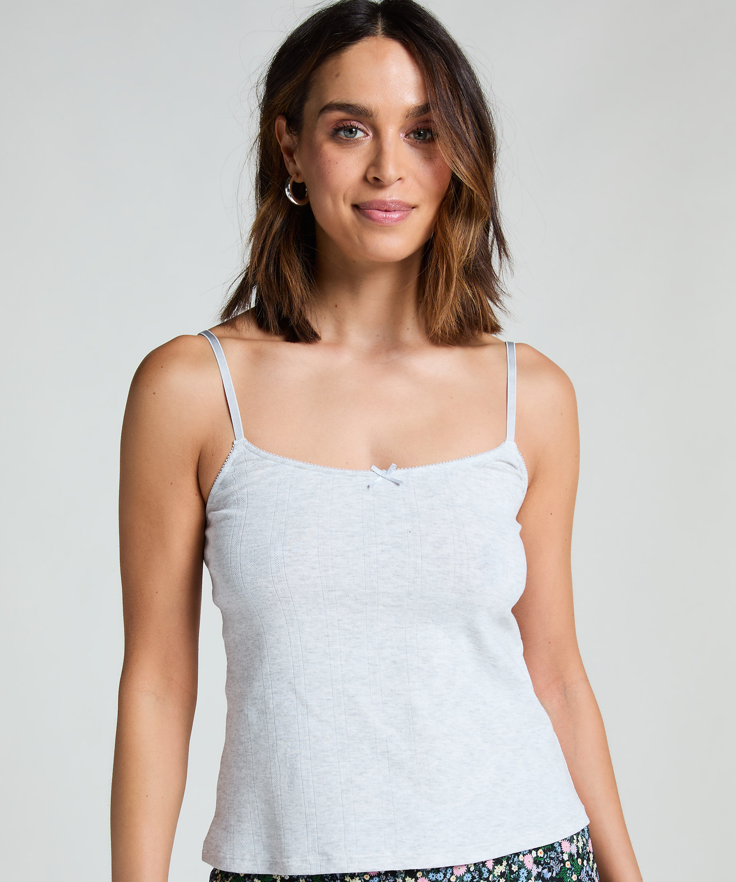 Top de pijama en pointelle, Gris, main