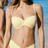 Top de bikini con aros, sin tiras y acolchado Scallop Copa E +, Amarillo