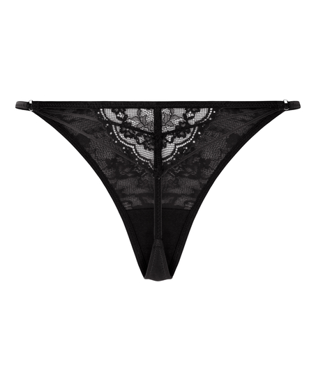 Tanga de pernera alta Sabrina, Negro