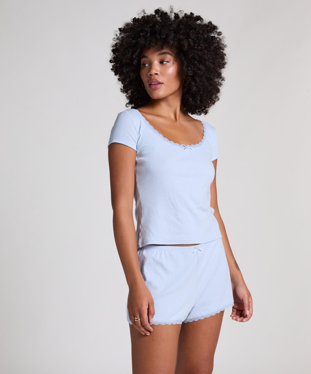 Top en pointelle, Azul