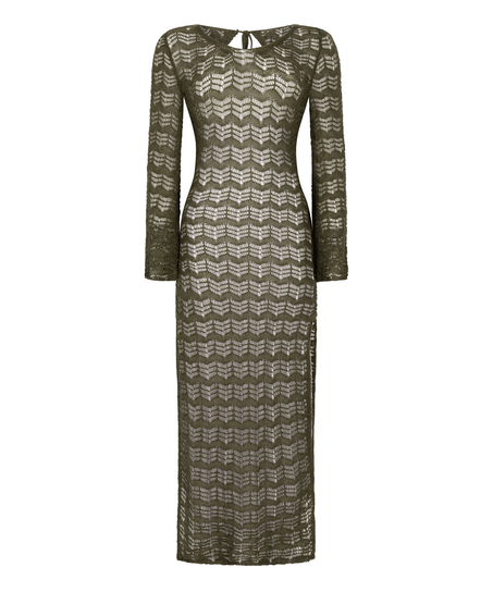 Vestido maxi de ganchillo, Verde