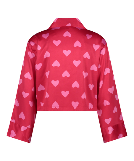 Chaqueta de manga larga y sat&eacute;n, Rojo