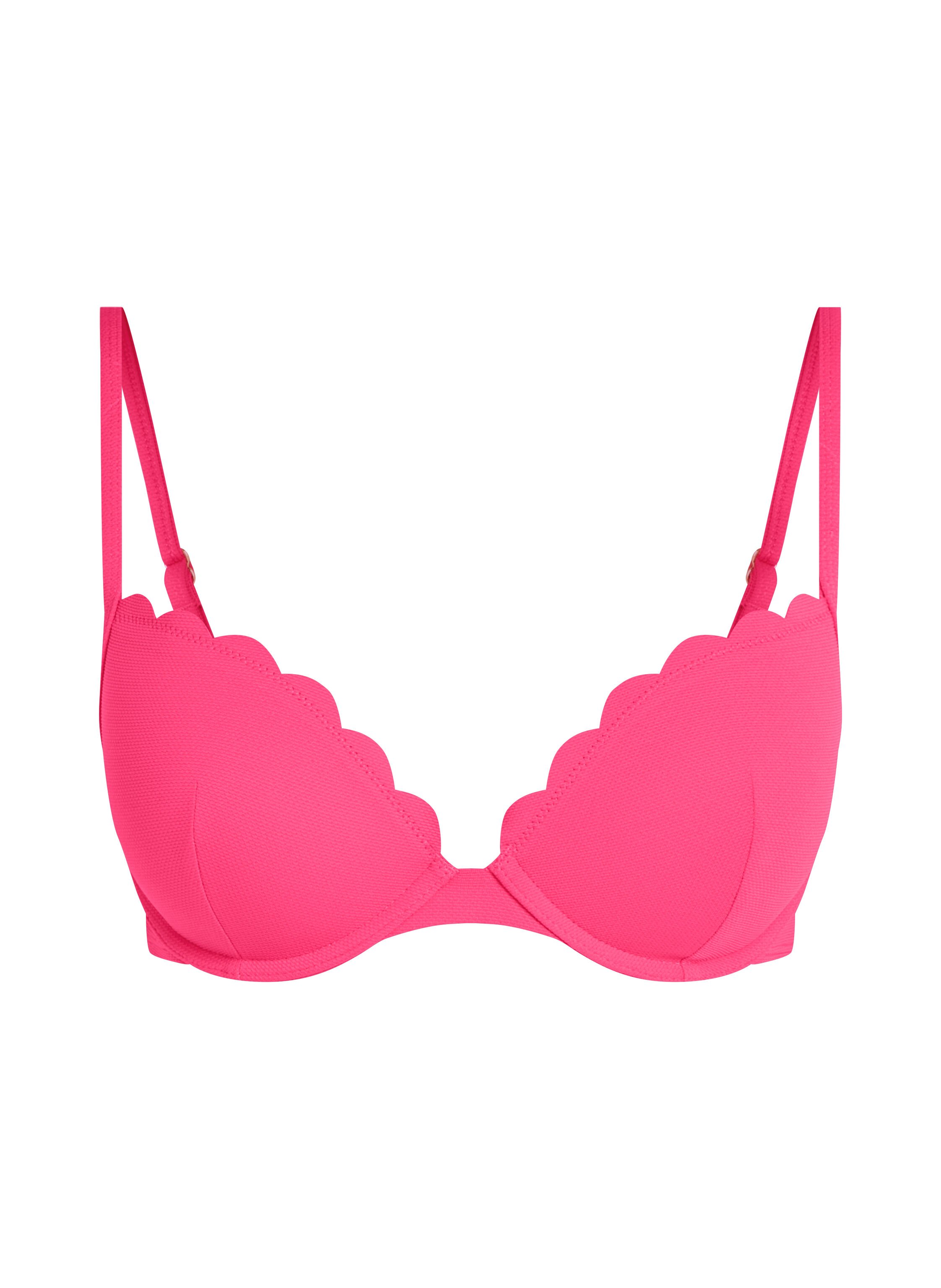 Top de bikini preformado con efecto realce Scallop Copa A - E, Rosa