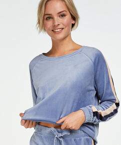 Top terciopelo raya, Azul