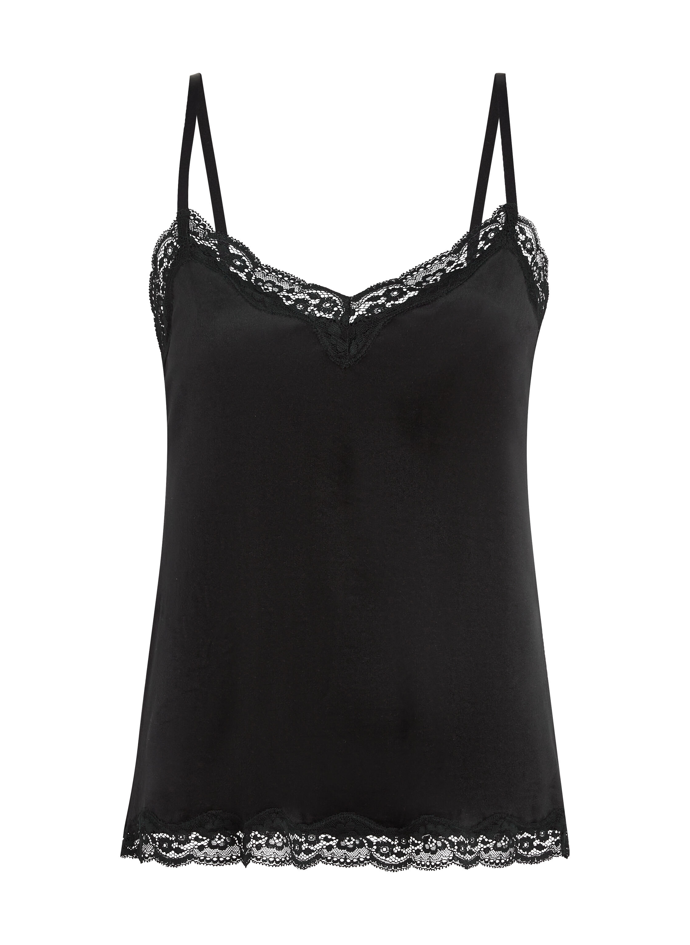 Camiseta top Velours Lace, Negro