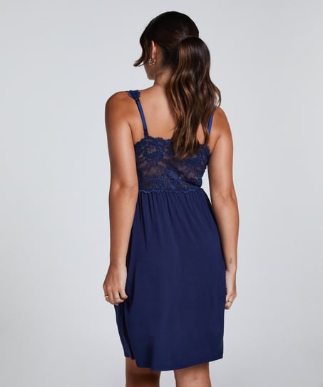 Vestido lencero Nora Lace, Azul
