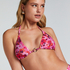 Top de bikini triangular Floral, Rosa