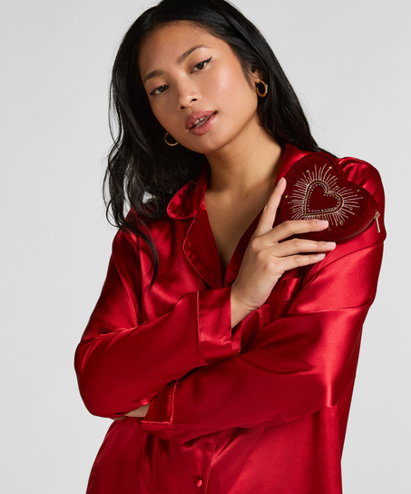 Monedero coraz&oacute;n con cremallera, Rojo