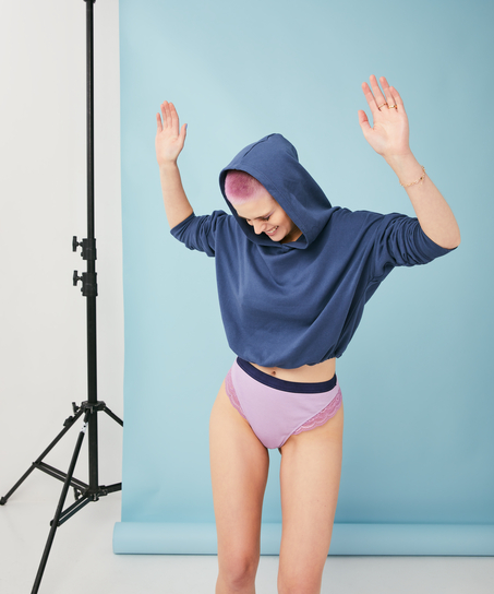 Tanga de corte alto Glo Up, Azul