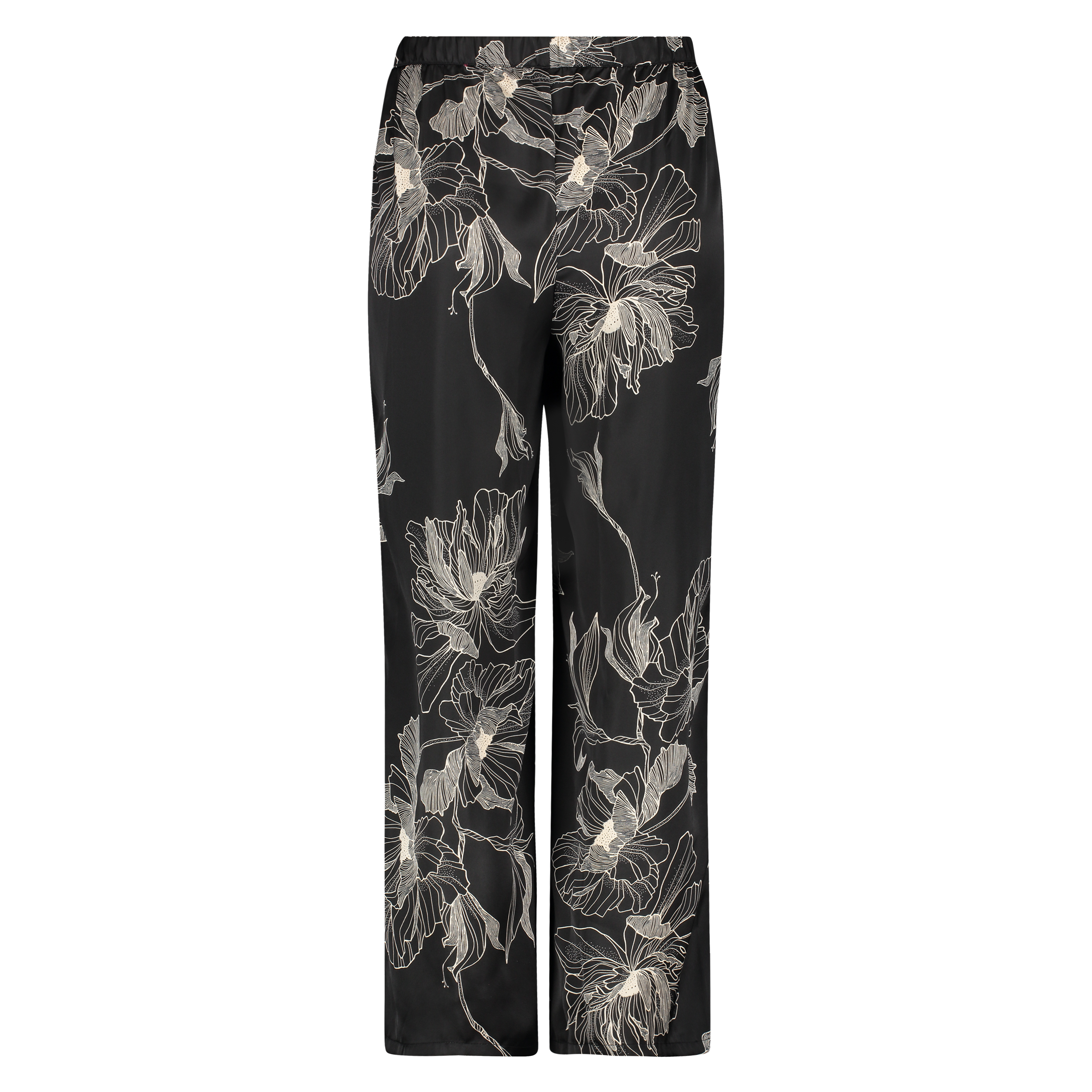 Petite Pantal&oacute;n palazzo satinado Lotus, Negro, main