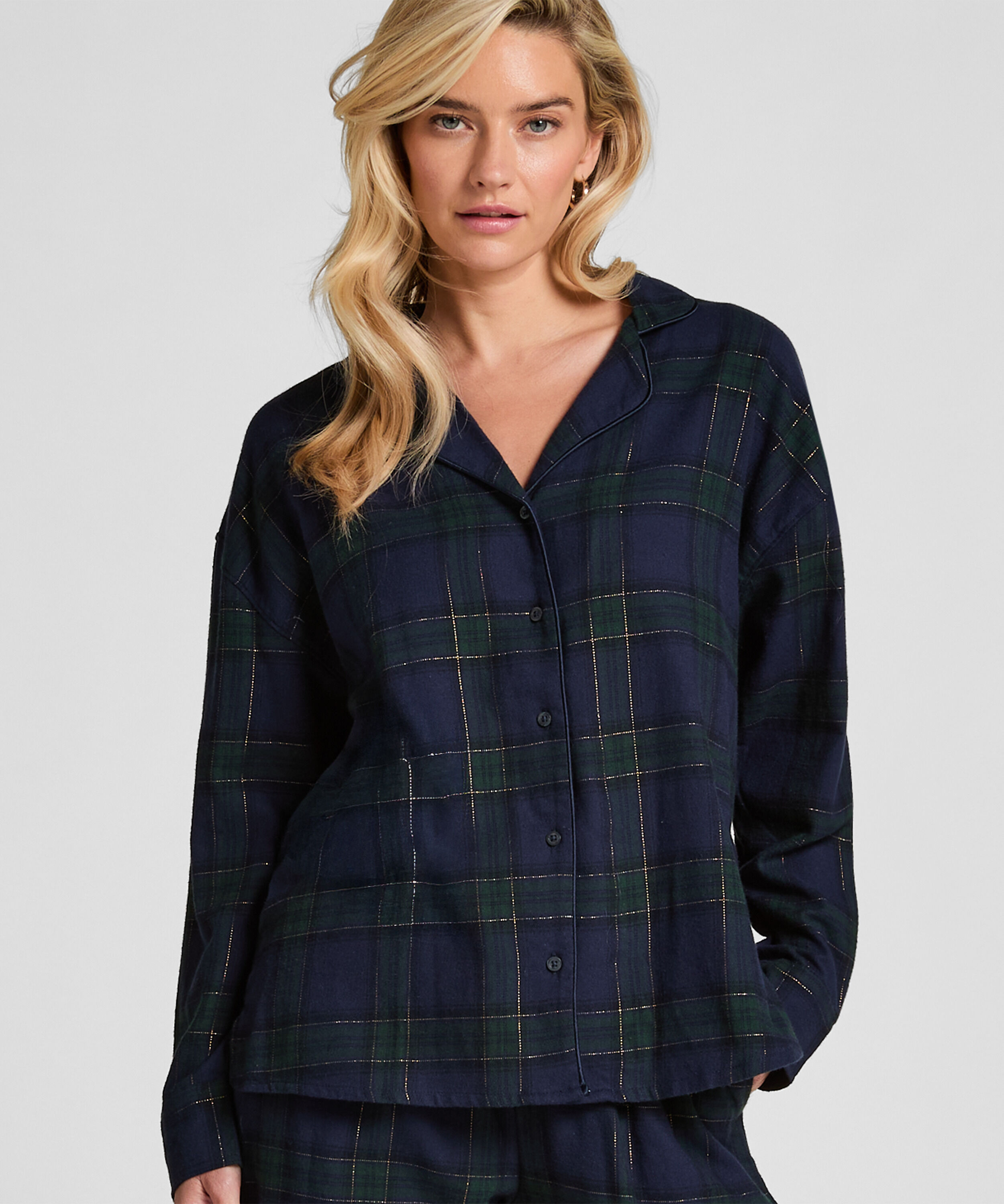 Top de pijama de franela, Azul