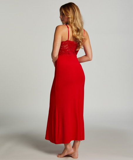 Vestido lencero Nora Lace Long, Rojo