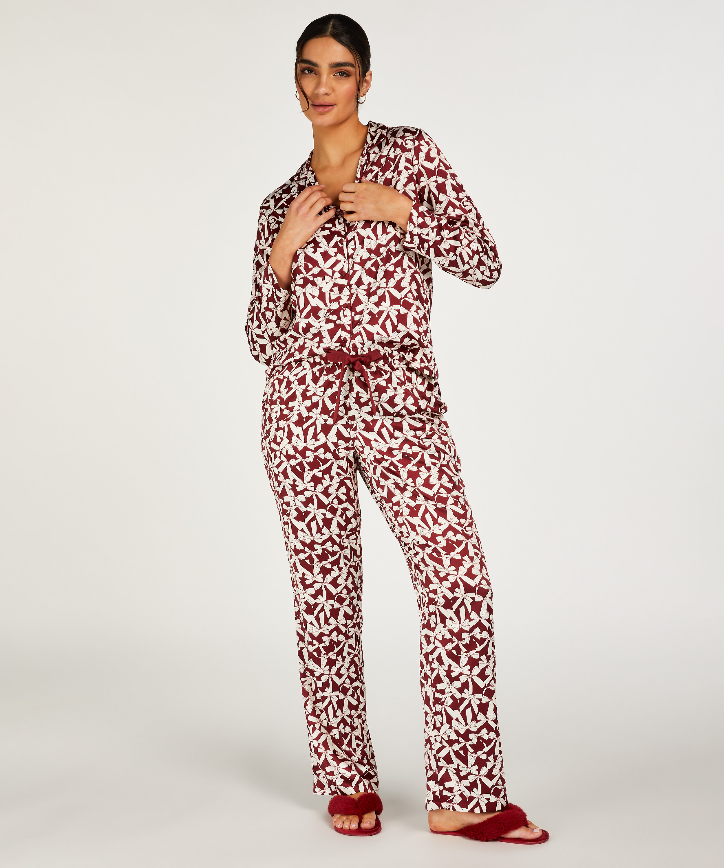 Chaqueta de manga larga y sat&eacute;n, Rojo, main