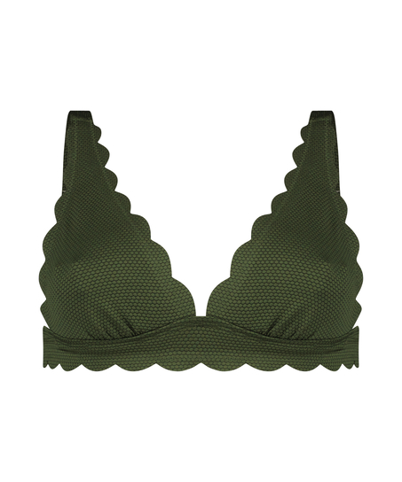 Top de bikini triangular Scallop, Verde