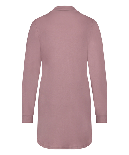 Vestido camisero de manga larga de jersey Essential, Rosa