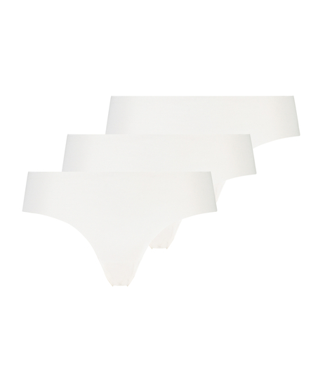 Lote de 3 braguitas brasileñas invisibles, Blanco