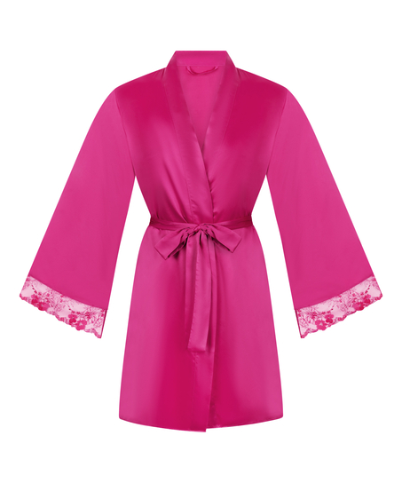 Kimono de sat&eacute;n Peonie, Rosa