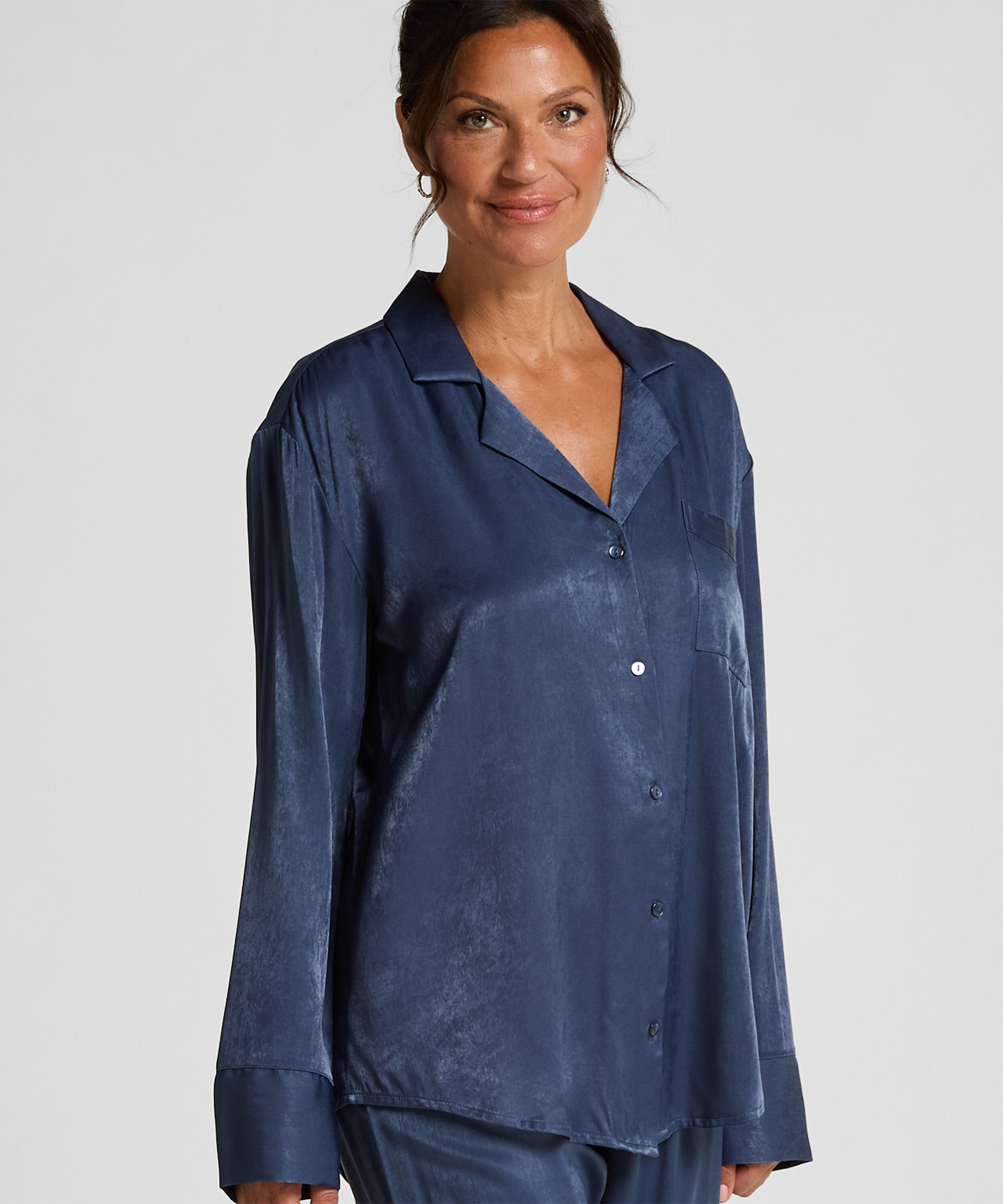 Chaqueta de manga larga y satén Ayla, Azul