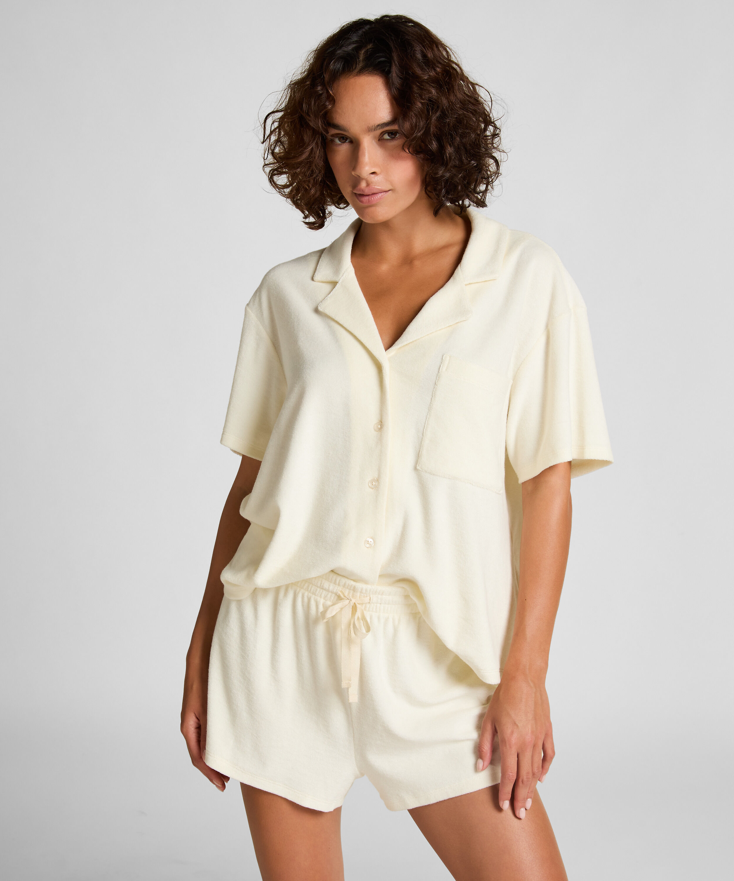 Pantalones cortos con textura de toalla, Blanco