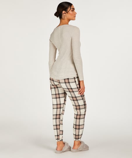 Petite Pantalón de pijama Twill Check, Beige