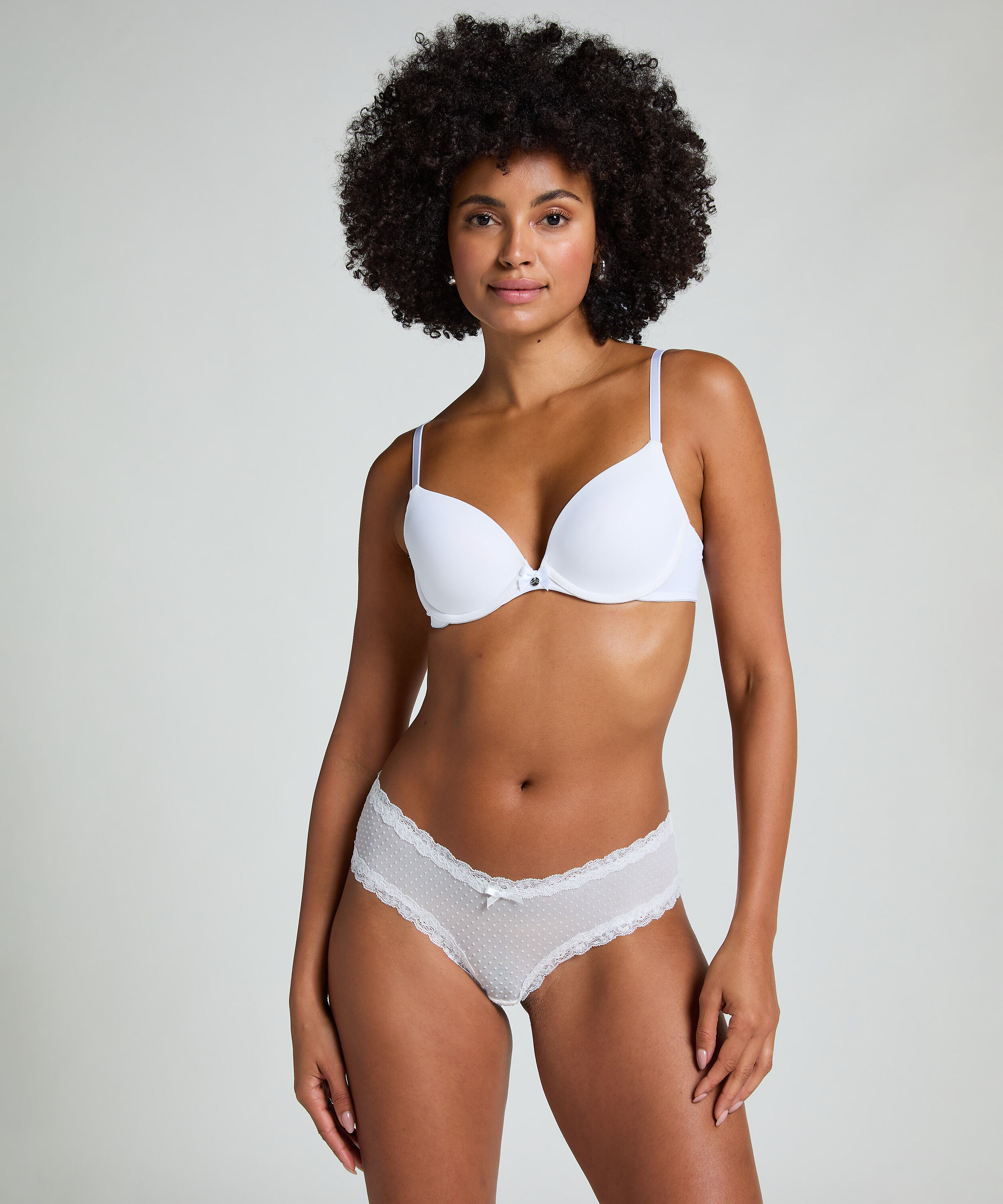 Brasileña en forma de V burn-out mesh, Blanco