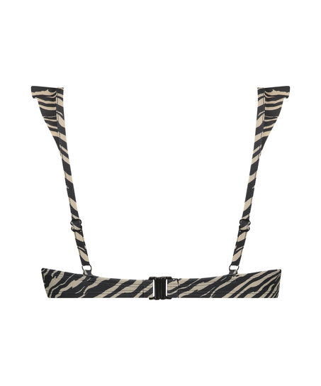 Top de bikini acolchado con aros Zebra, Marr&oacute;n