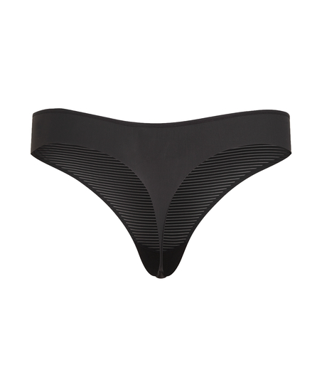 Tanga invisible Stripe mesh, Negro