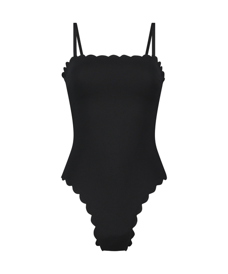 Bañador Bandeau Scallop, Negro