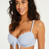 Top de bikini acolchado con aros Scallop, Azul