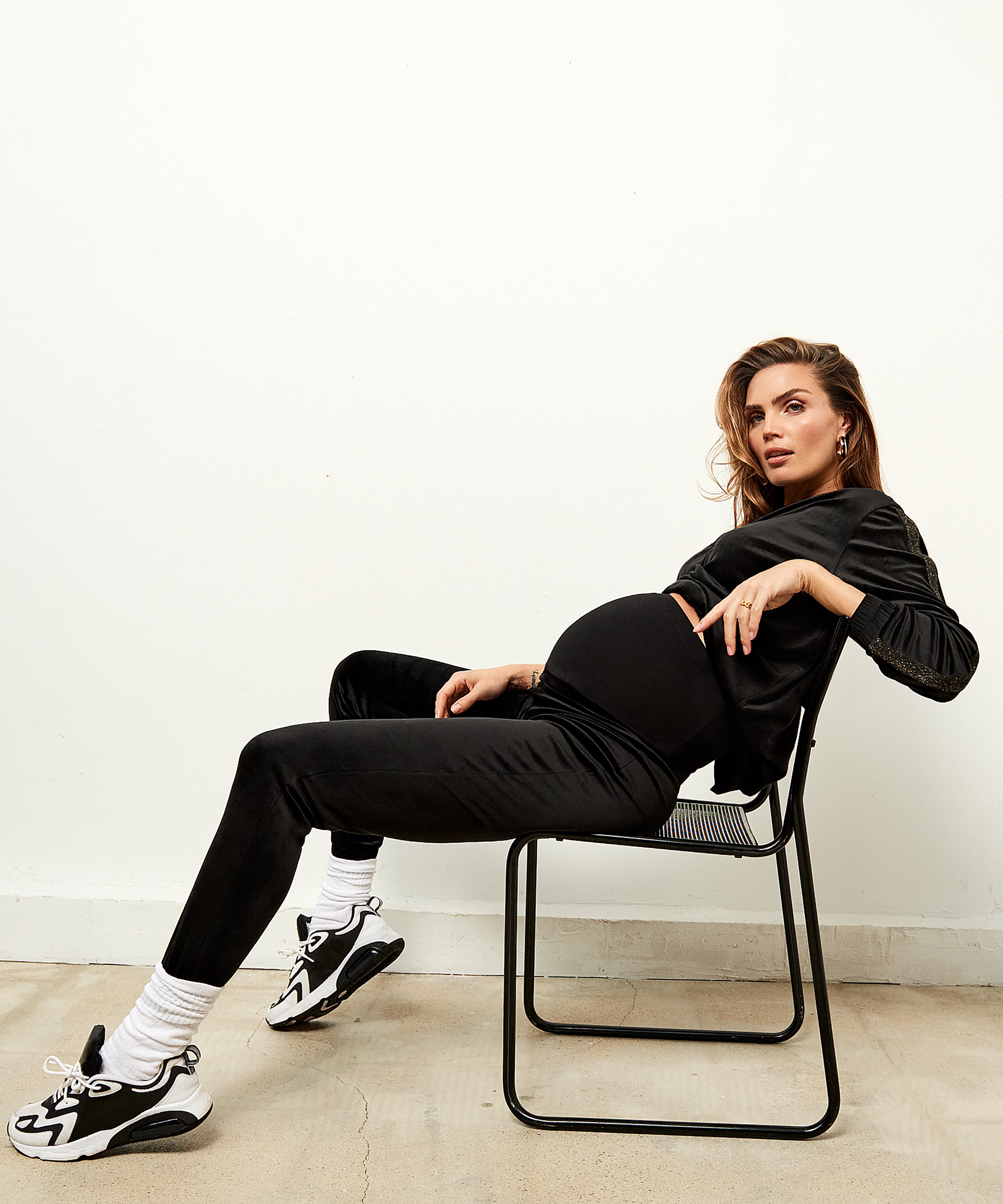 Pantalón premamá para correr de terciopelo Shimmer, Negro, main