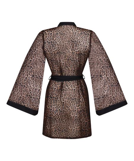 Kimono de malla de leopardo, Negro