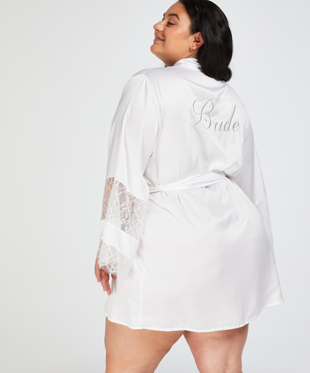 Kimono de satén Bridal, Blanco