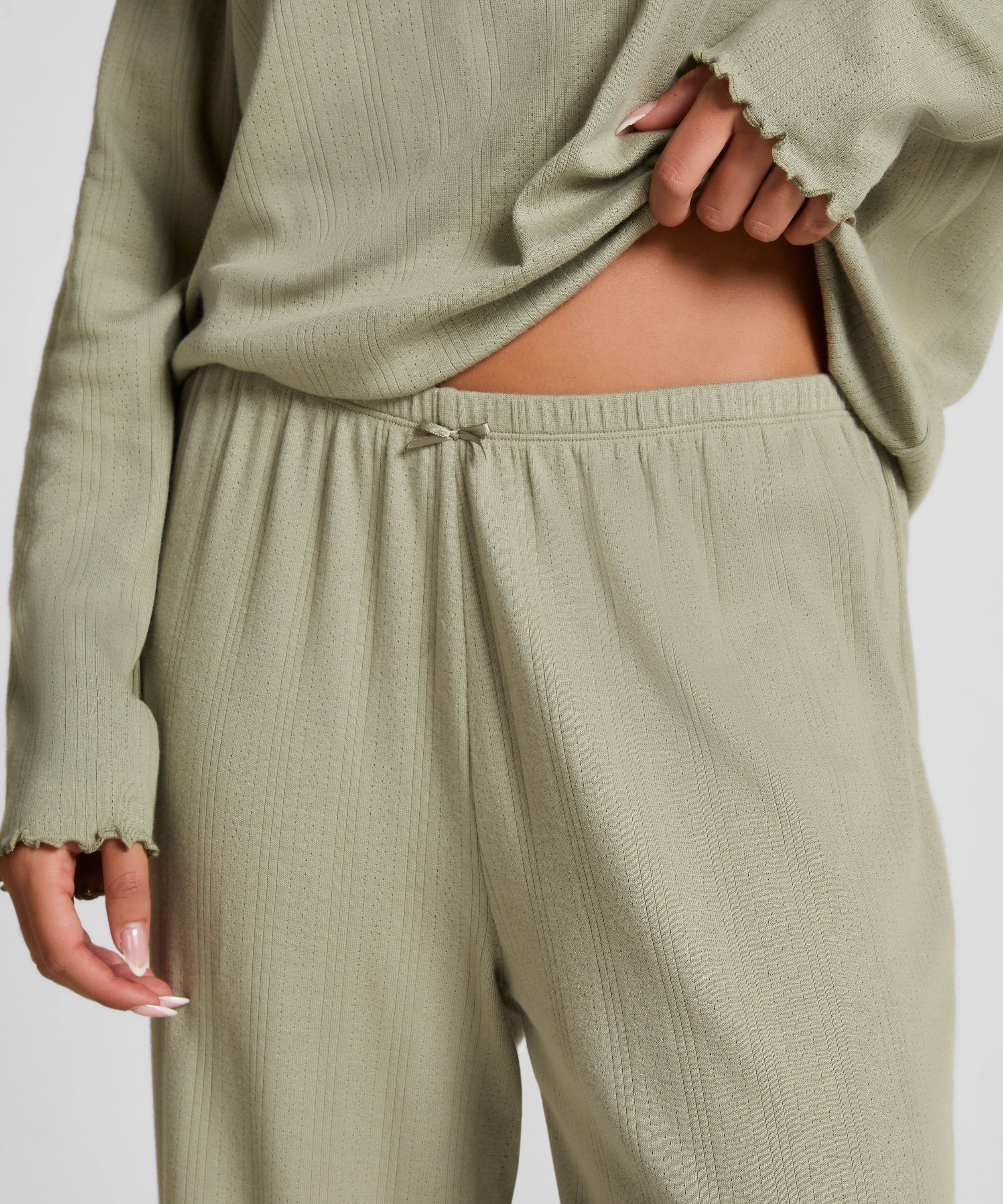 Pyjama Pant Loose Pointelle, Verde, main