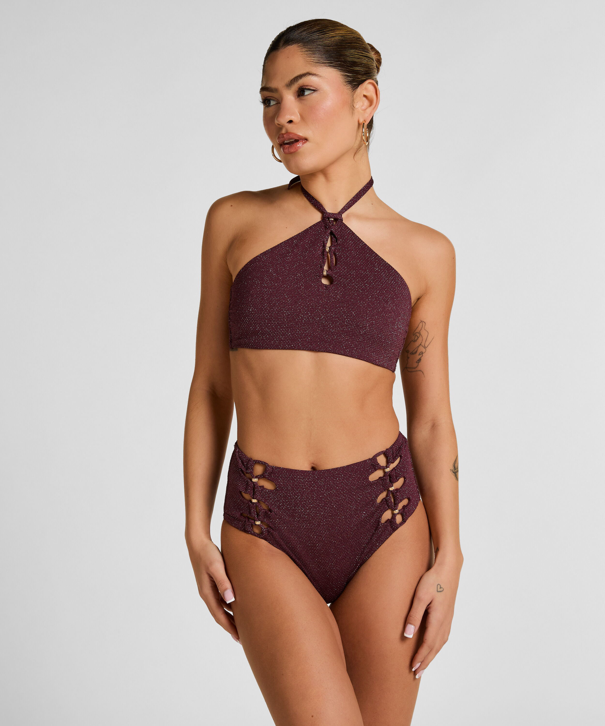 Braguita de Bikini de Talle Alto Panama, Morado Braguita de Bikini de Talle Alto Panama, Morado