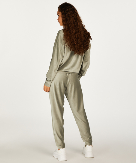 Top de terciopelo y canal&eacute; de manga larga, Verde