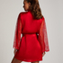 Kimono de sat&eacute;n y encaje, Rojo