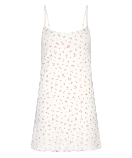 Vestido camisero en pointelle, Blanco