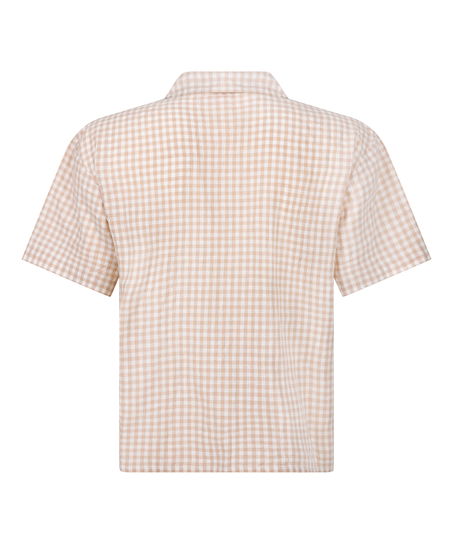 Chaqueta de lino a cuadros, Beige