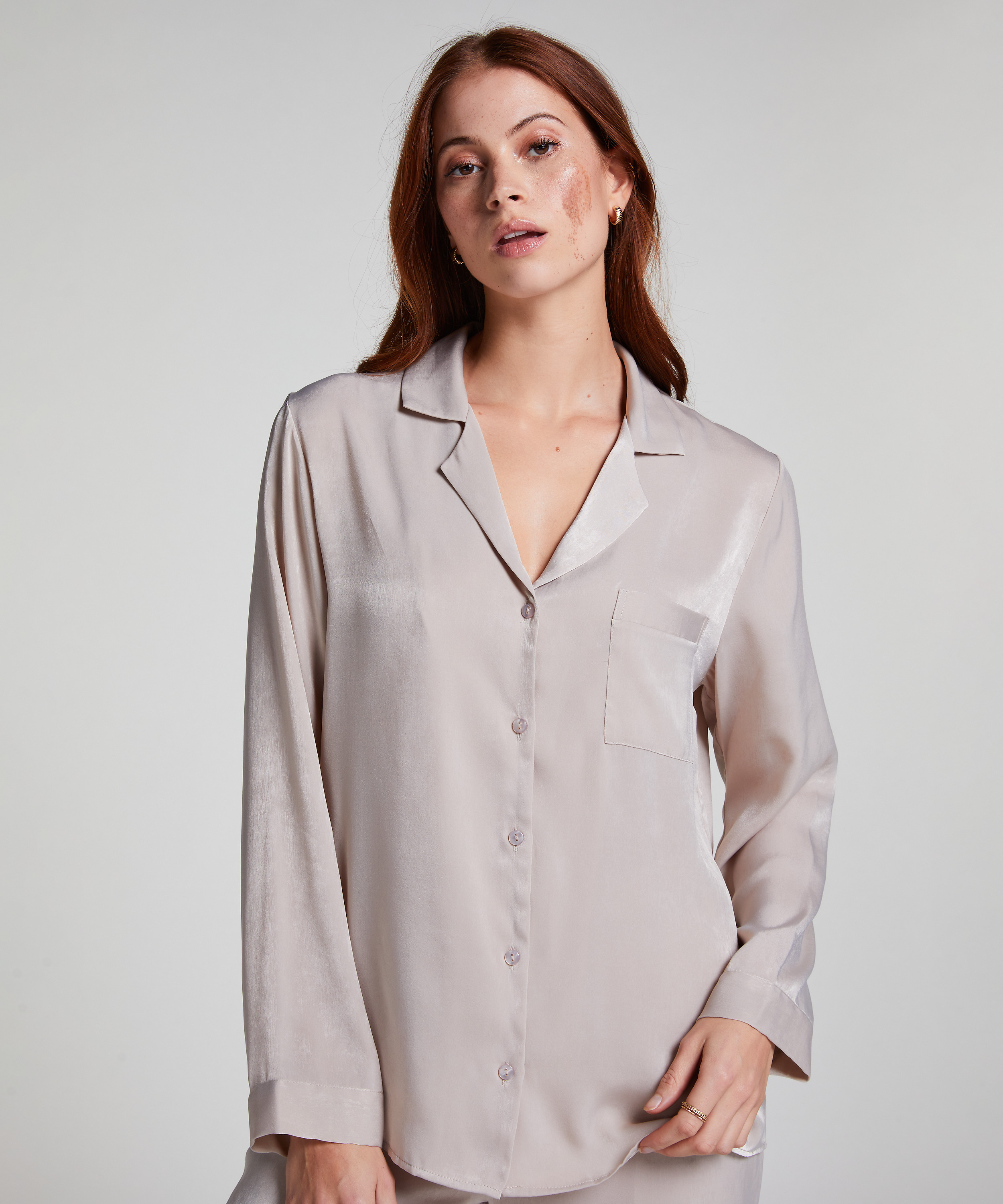 Chaqueta de manga larga y sat&eacute;n, Beige, main