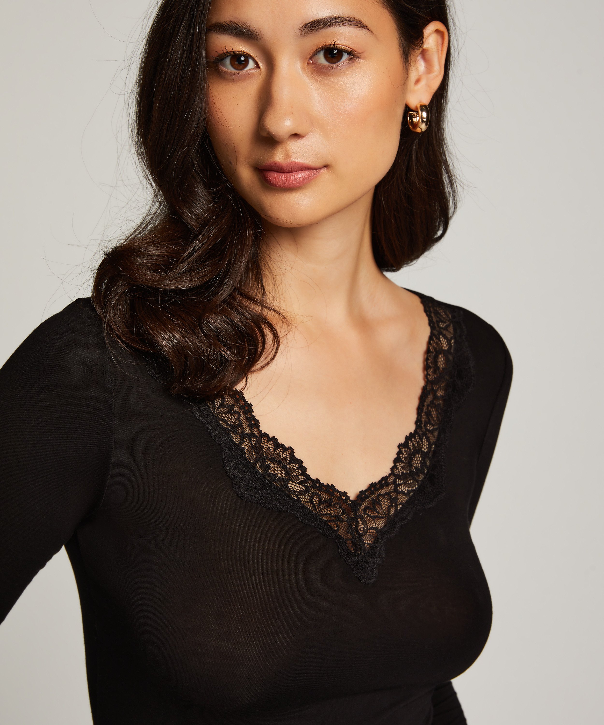 Top de pijama Jersey, Negro, main