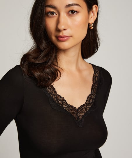 Top de pijama Jersey, Negro