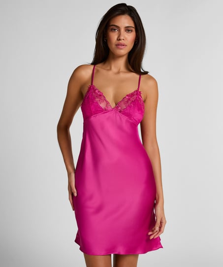Slipdress de sat&eacute;n Peonie, Rosa