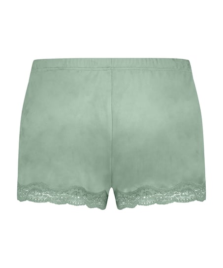 Pantal&oacute;n corto de terciopelo y encaje, Verde