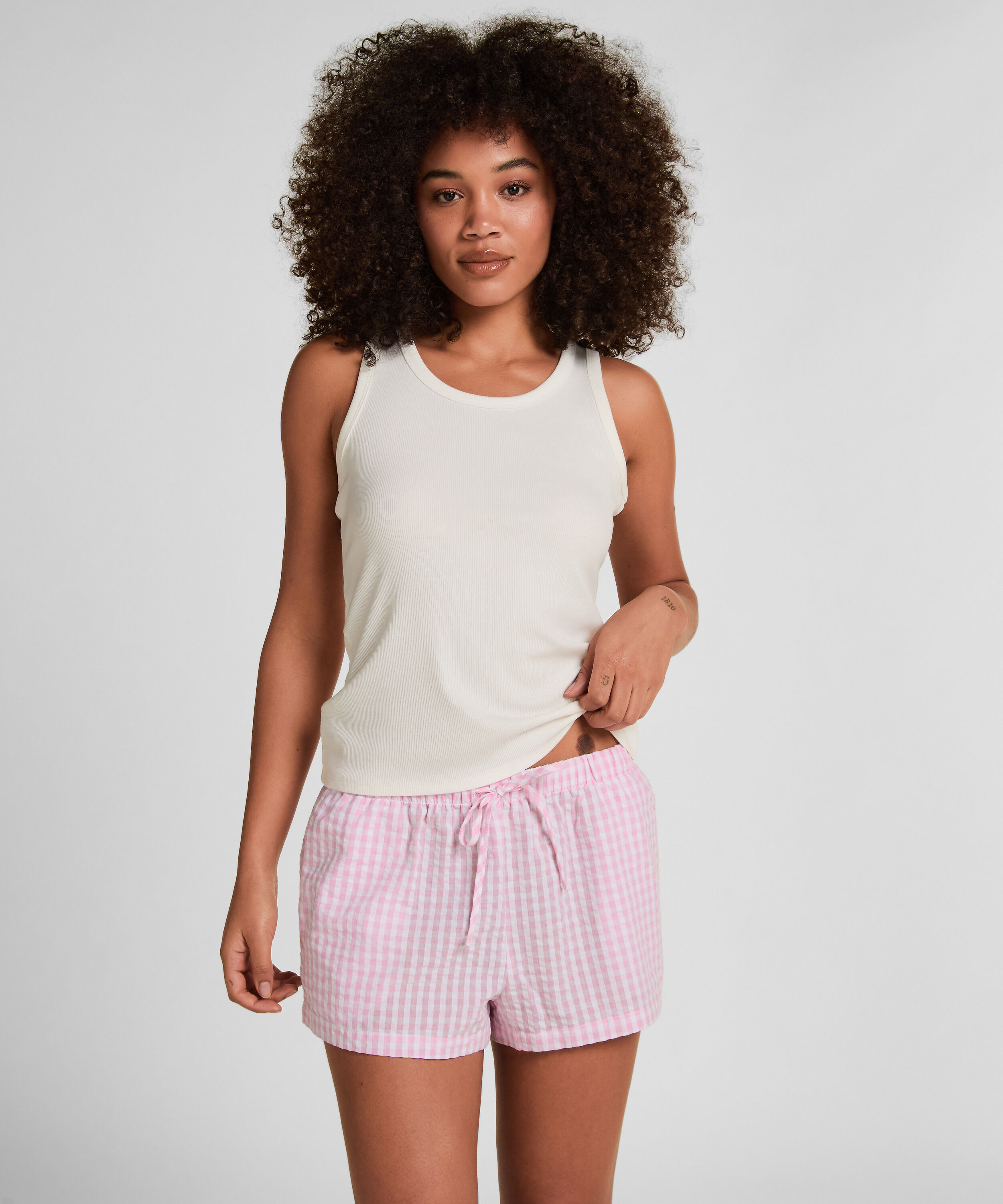 Pantalón corto Seersucker, Rosa
