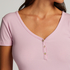 Top de manga corta de canalé, Rosa