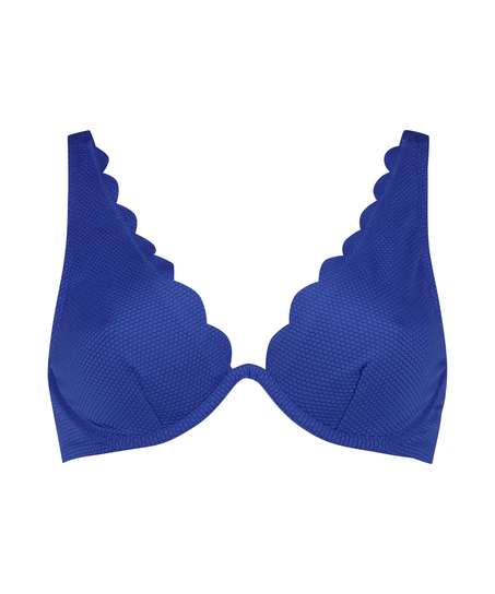 Top de bikini de aros no preformado Scallop, Azul