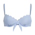 Top de bikini acolchado con aros Scallop, Azul