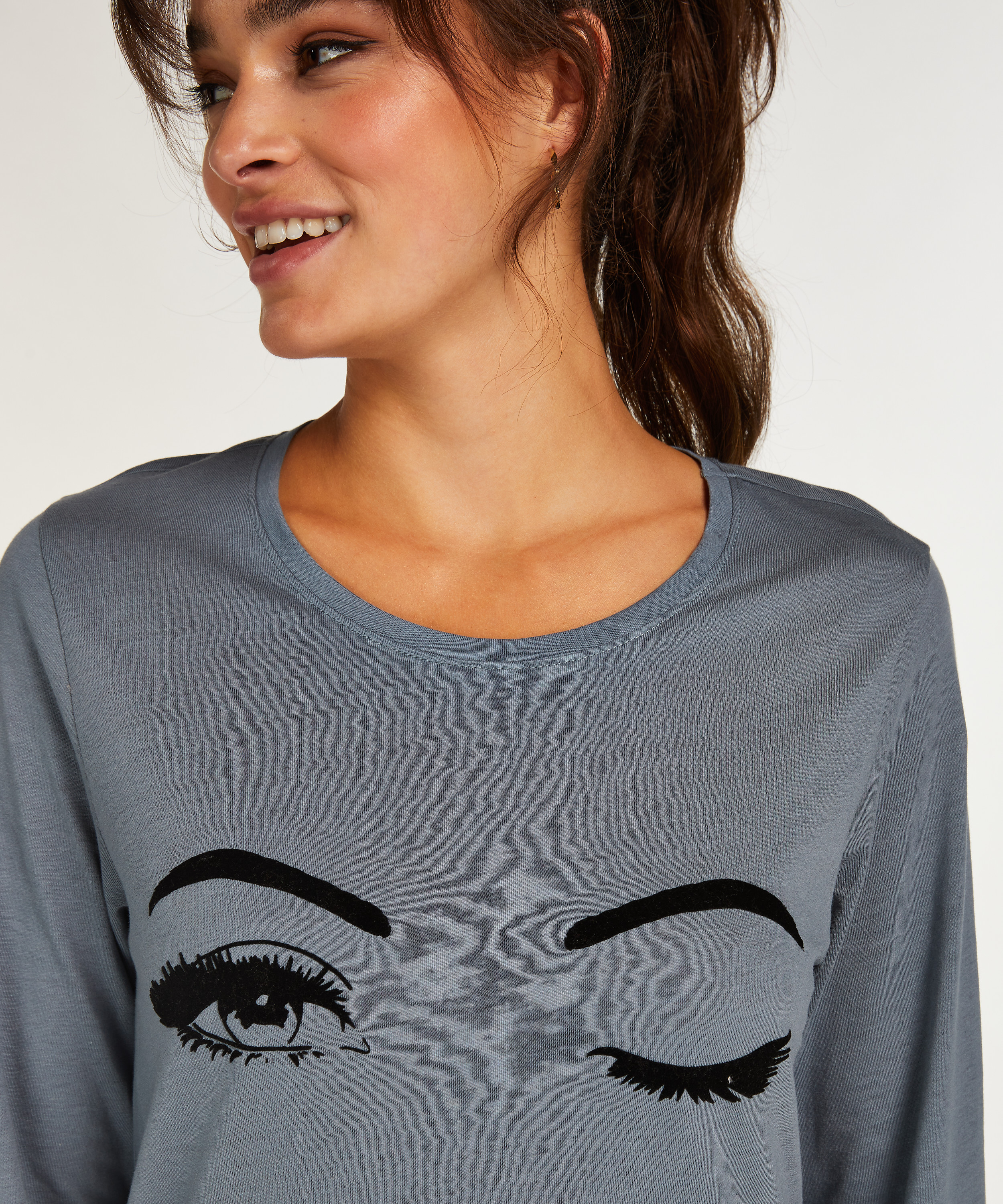 Camis&oacute;n de cuello redondo, Azul, main